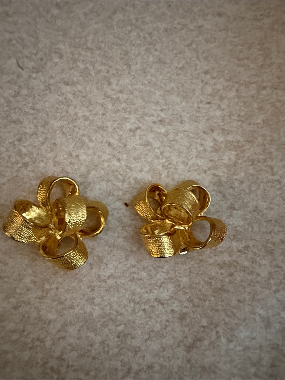 Kenneth Jay Lane Gold Ribbon Flower Clip-On Earrings